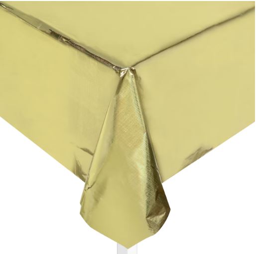 gold tablecloth on table