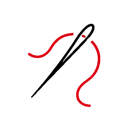black line icon of needle and thread
