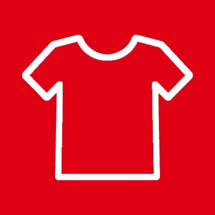 white and red outline of t-shirt on black background