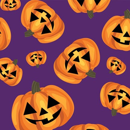 jack-o-lanterns on purple background
