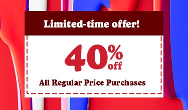 40% off coupon for any regular price purchases. Limited time offer