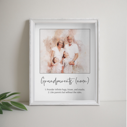 MakerPlace Custom Grandparents Portrait – Gift for Nana or Grandma, Family Digital Illustration with Grandkids on Canvas or Fine Art Paper