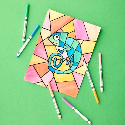 Image of a watercolor chameleon project