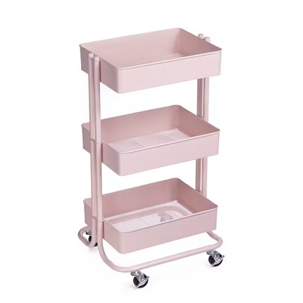 Pink 3-Tier Rolling Cart