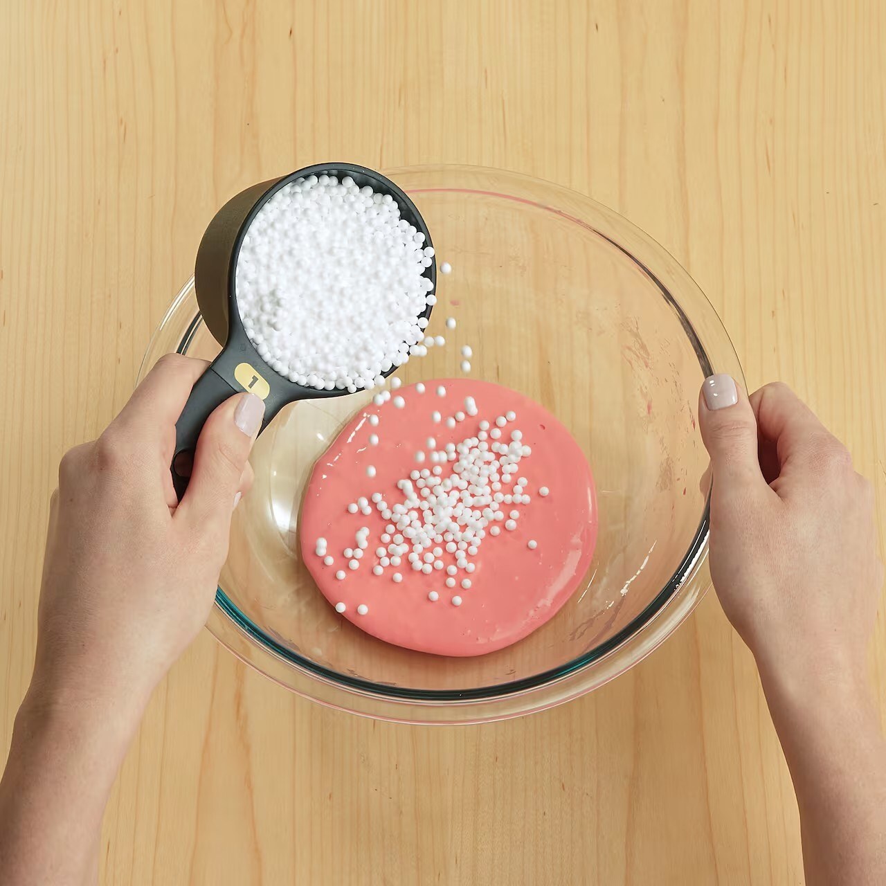 Making slime in a bowl