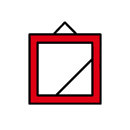 black line icon of hanging frame