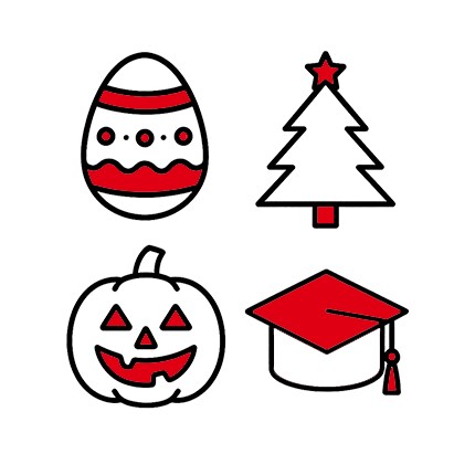 black line icon of holidays