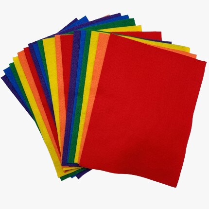 Felt sheets arranged in rainbow sequence