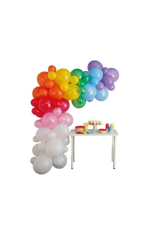 star and heart helium balloons with red, pink and yellow latex balloons