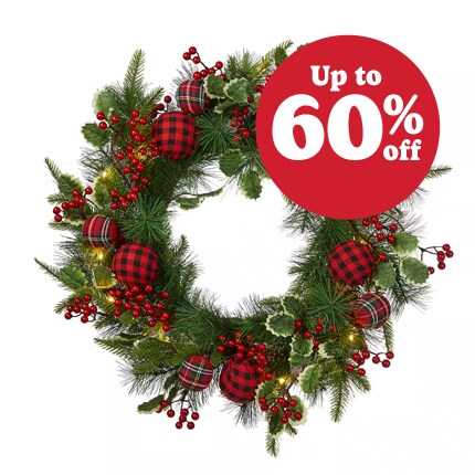 Christmas wreath up to 60% off