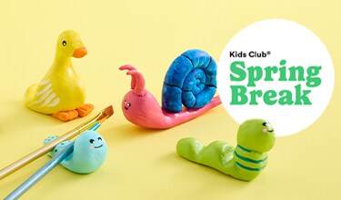 Clay duck, snail, caterpillar over a yellow backdrop
