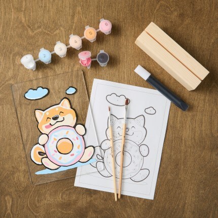 fox holding donut painting