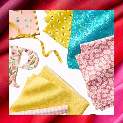 Crafting fabric in yellow, pink and blue
