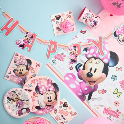 Minnie mouse party plates, banner, and napkins 