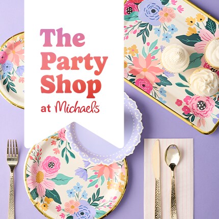 Spring party supplies with animal prints and pink and turquoise colors