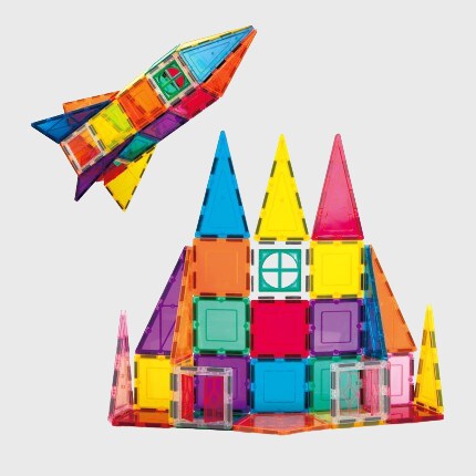 Castle and rocket built with Picasso tiles