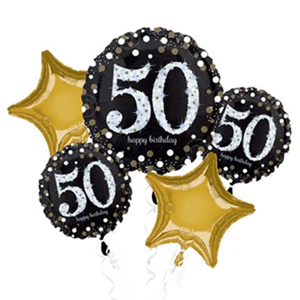 50th milestone birthday balloon bundled filled with helium