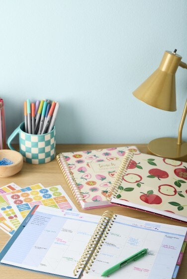Back to school planners on desktop