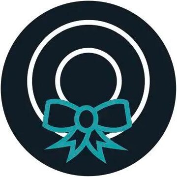 white wreath icon with teal bow