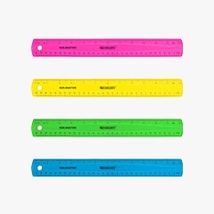 Pink ruler, yellow, ruler, green ruler, blue ruler