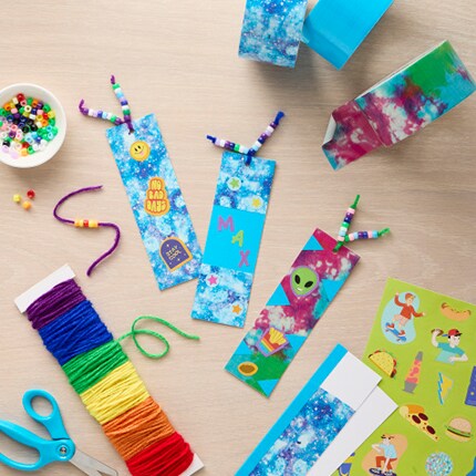 Diamond art bookmarks project with rainbow colors