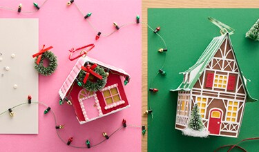 paper house ornaments with supplies