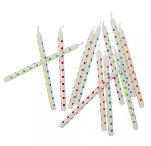 colorful polka dot candles