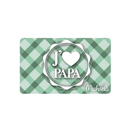 Carte-cadeau avec "J'aime papa" et fond vert.