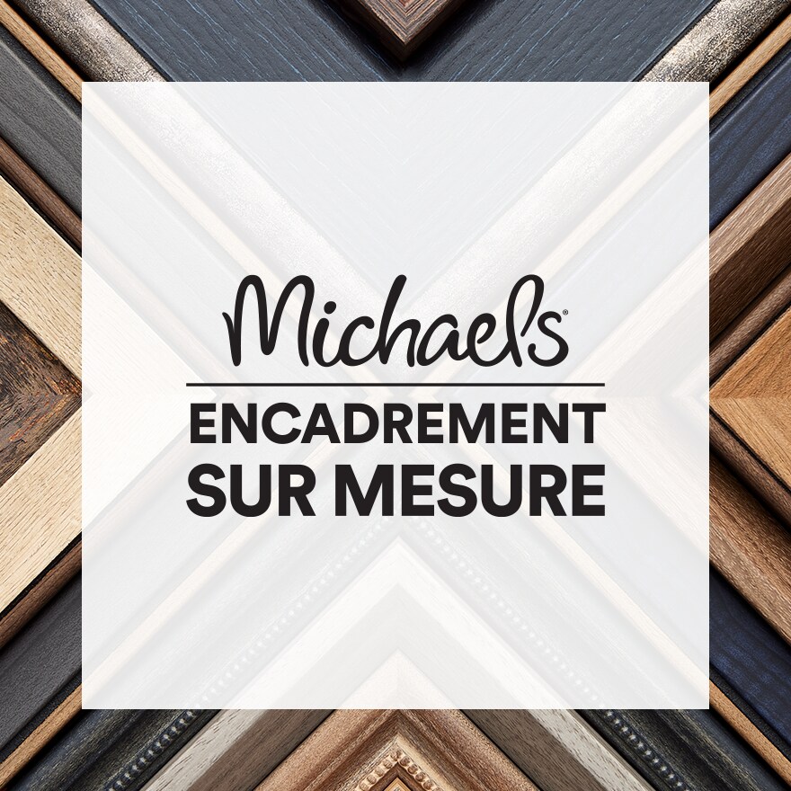 Logo de l'encadrement personnalisé de Michaels superposé sur les coins du cadre.