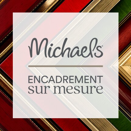 Logo de l'encadrement personnalisé de Michaels superposé sur les coins du cadre.