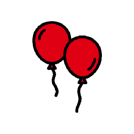 black line icon of two balloons