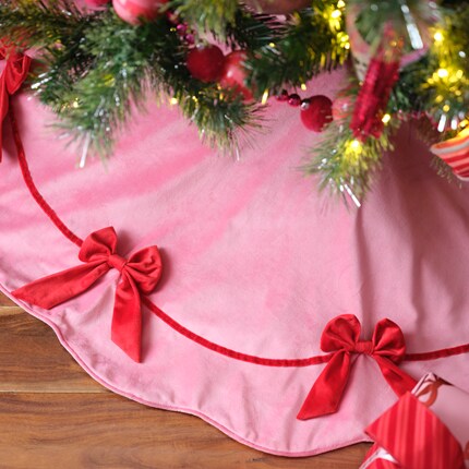 Pink and Red Christmas Tree Skirt