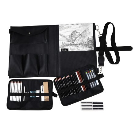 new Artist Loft drawing gift set pieces laid out to display