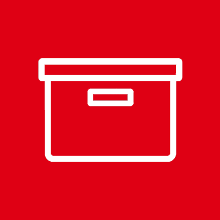 white outline of storage box on black background