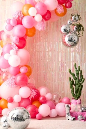 pink and orange balloon arch