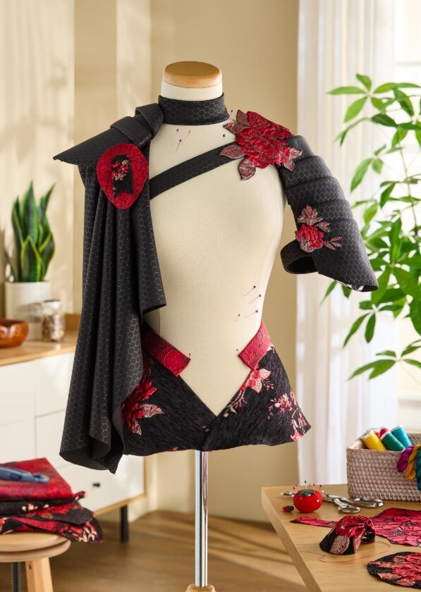 quilt fabric squares with template and rotary scissors 