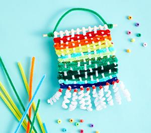 Chenille stems crafted into a rainbow flag