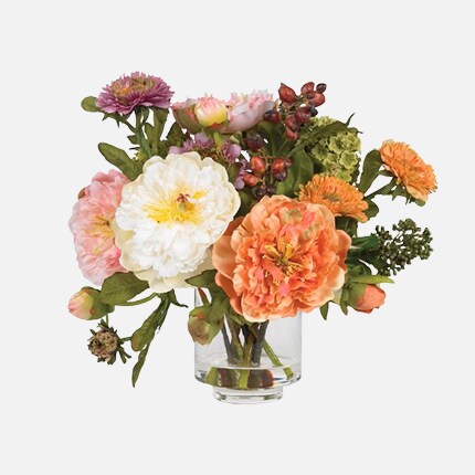 floral bouquet in glass vase