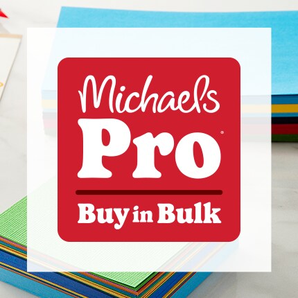 Michaels Pro pack logo overlay on stacks of construction paper