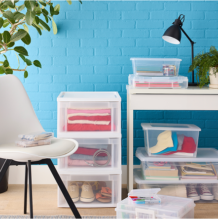 college dorm room desk and storage