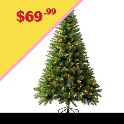 A Christmas tree with lights