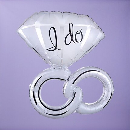 interlocked rings foil balloon with purple background