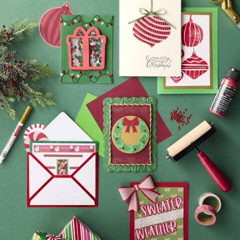 Holiday Cards on green background