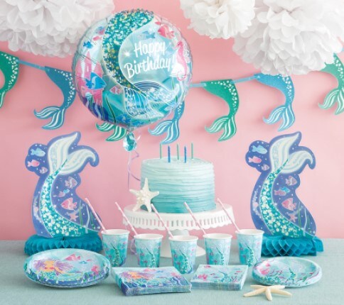 mermaid party decor on table