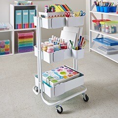 cart with art supplies