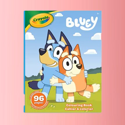 bluey coloring book with pink background
