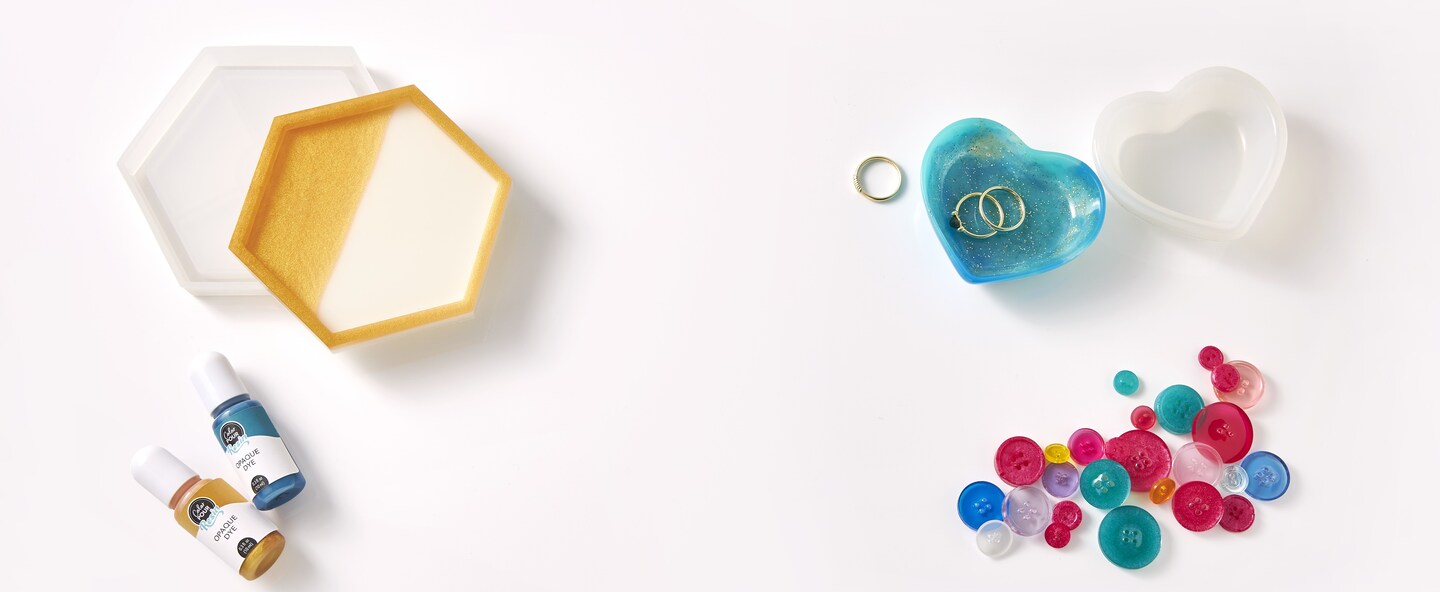 opaque resin dye with resin jewelry holders, rings, and buttons