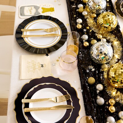 new years eve party supplies tabletop black and gold