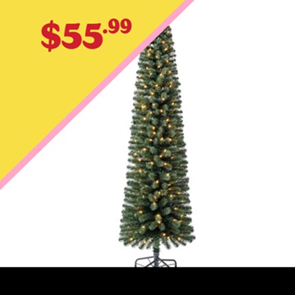 A Christmas tree with lights