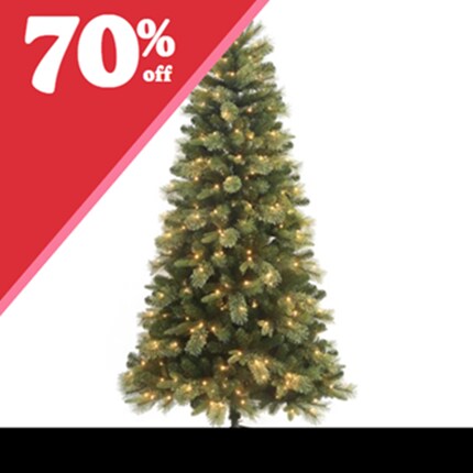 A Christmas tree with lights